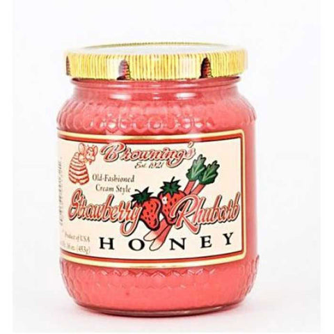 Browning's Old-Fashioned Cream Style Strawberry Rhubarb Honey 16 oz (6748137488465)