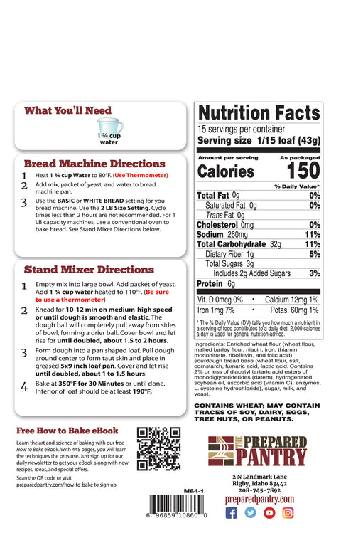 San Francisco Style Sourdough Bread Machine Mix