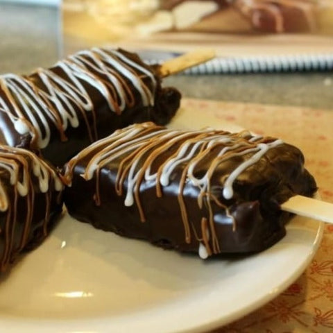 Chocolate Coated Brownies on a Stick