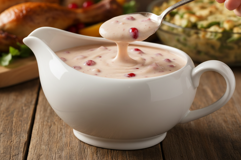 Greasy Ham Gravy Ruining Holiday Dinner? Try this Cranberry Country Gravy