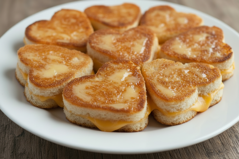 Heart-shaped grilled cheese sandwich