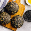 Black Burger Bun with Sesame Seeds