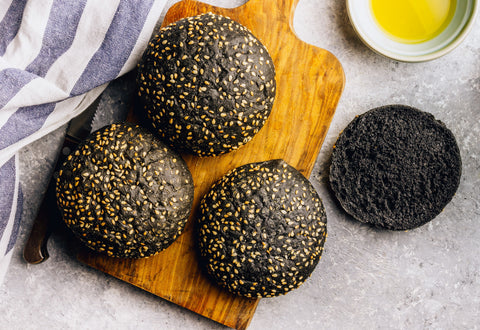 Black Burger Bun with Sesame Seeds
