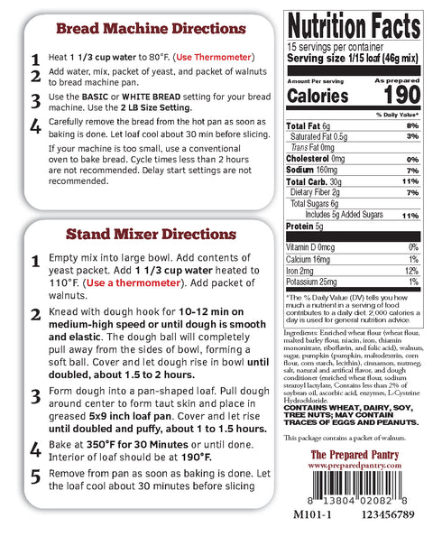 Pumpkin Walnut Bread Machine Mix