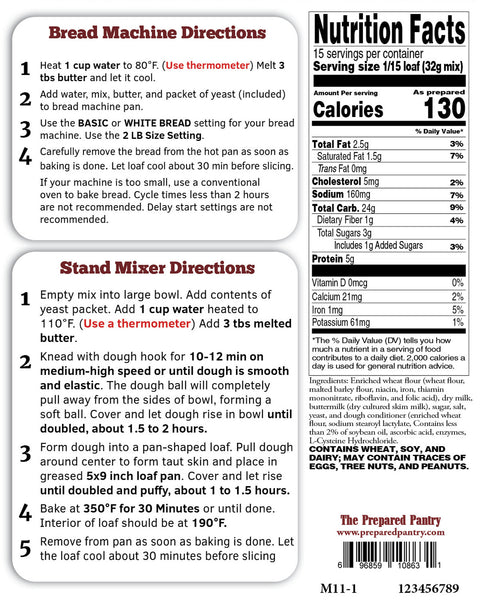 Buttermilk White Bread Machine Mix