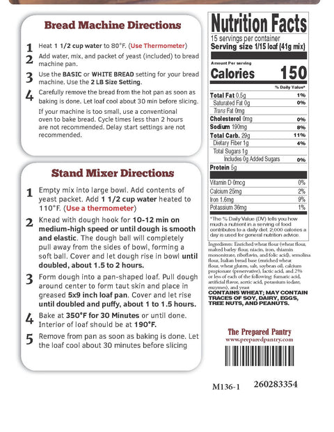 Memorial Day Sale! Only $2.99! French Country Bread Machine or Oven Mix. Limit 1