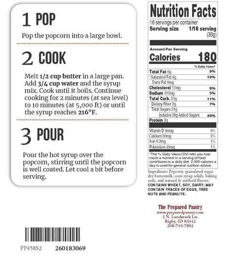 Old Fashioned Caramel Buttermilk Popcorn Kit