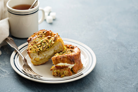 Make Pistachio Peach French Toast from Buttermilk White Bread