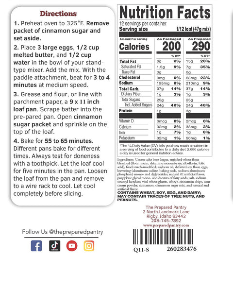 Snickerdoodle Quick Bread Mix