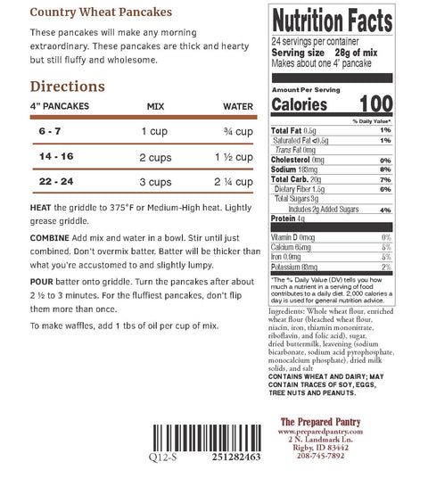New! Country Wheat Pancake Mix 24oz