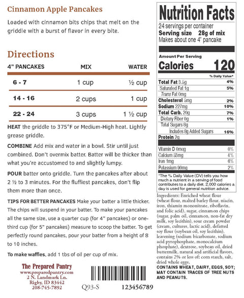 Cinnamon Apple Pancake Mix 24 oz