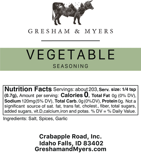 Gresham and Myers Veggie Seasoning and Rub (2.5 oz)