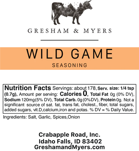 Gresham and Myers Wild Game Seasoning and Rub (2.86 oz)