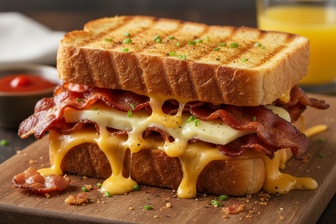 bacon and cheese sandwich on Texas Toast