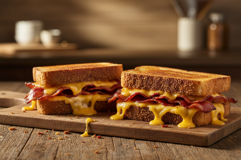 bacon and cheese sandwiches on texas toast 