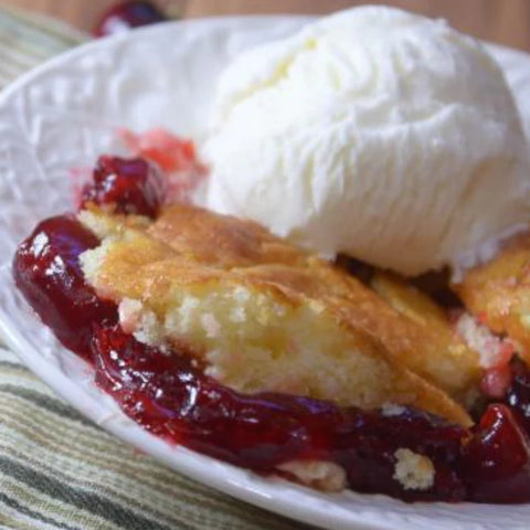 Skillet Cobbler Mix with Chubby Cherry Topping