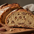 loaf homemade bread with pecan in the crumb