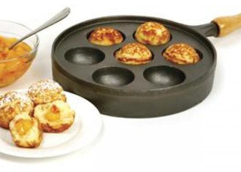 Danish Aebleskiver (Ebleskiver) Pancake Puff Cast Iron Pan