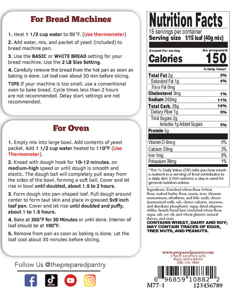 Diego's Jalapeno Cheese Bread Machine Mix