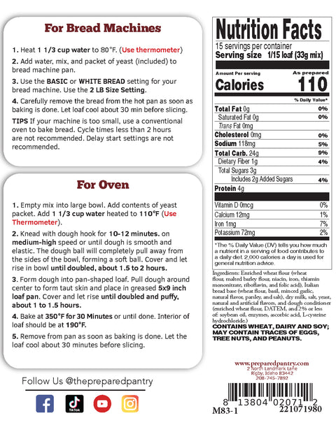 Zesty Italian Cheese Bread Machine Mix
