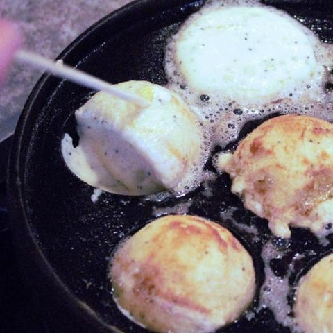 Danish Aebleskiver (Ebleskiver) Pancake Puff Cast Iron Pan